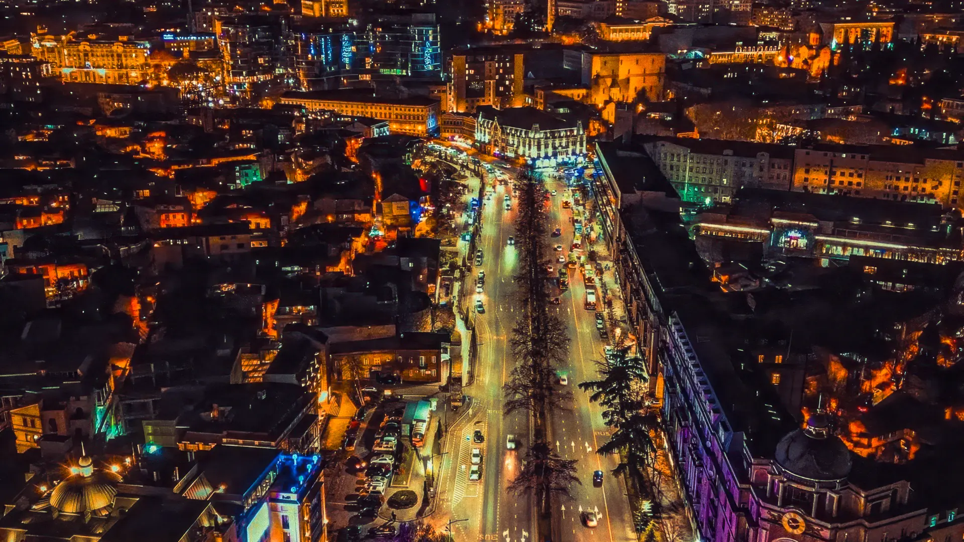 Tbilisi cityscape at night